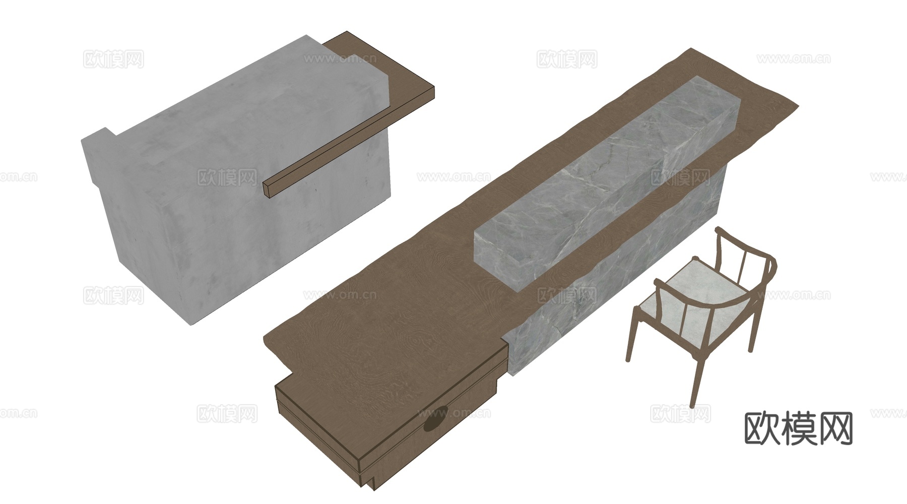 现代收银台 服务台 接待台su模型
