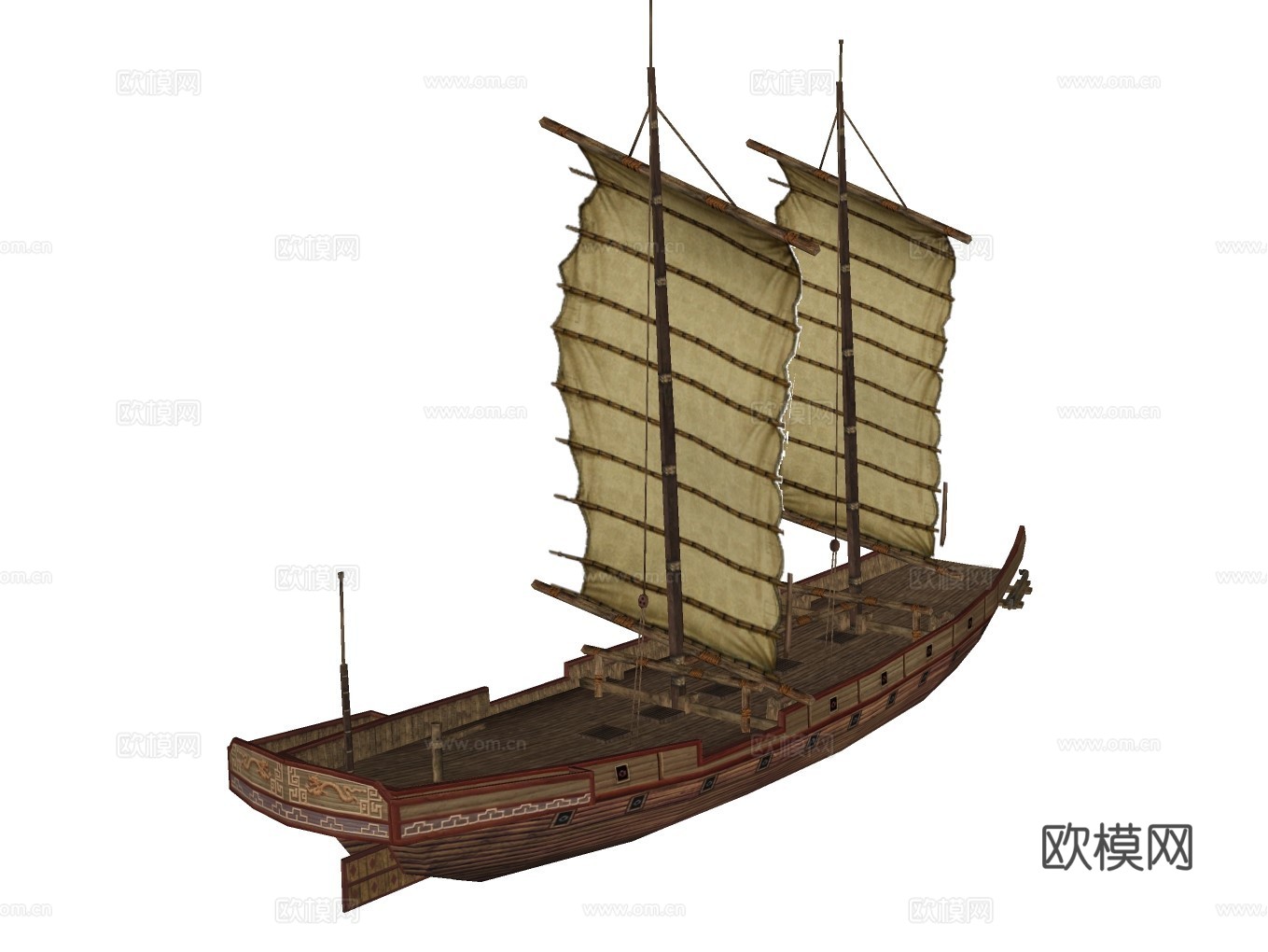 渔船木船su模型