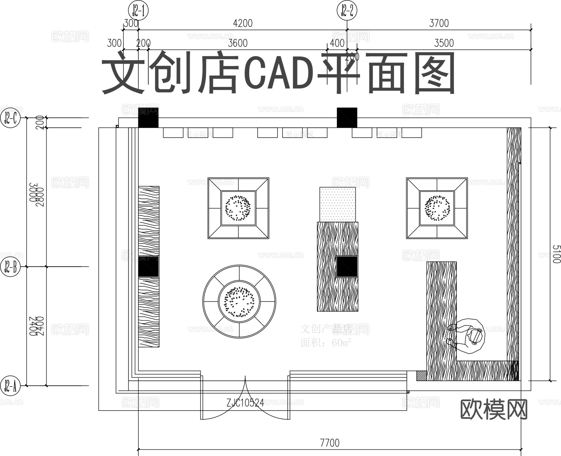 文创店平面布置图CADcad施工图