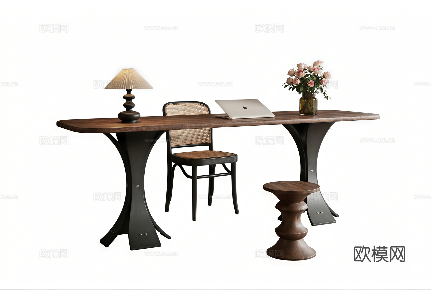 法式复古书桌椅su模型