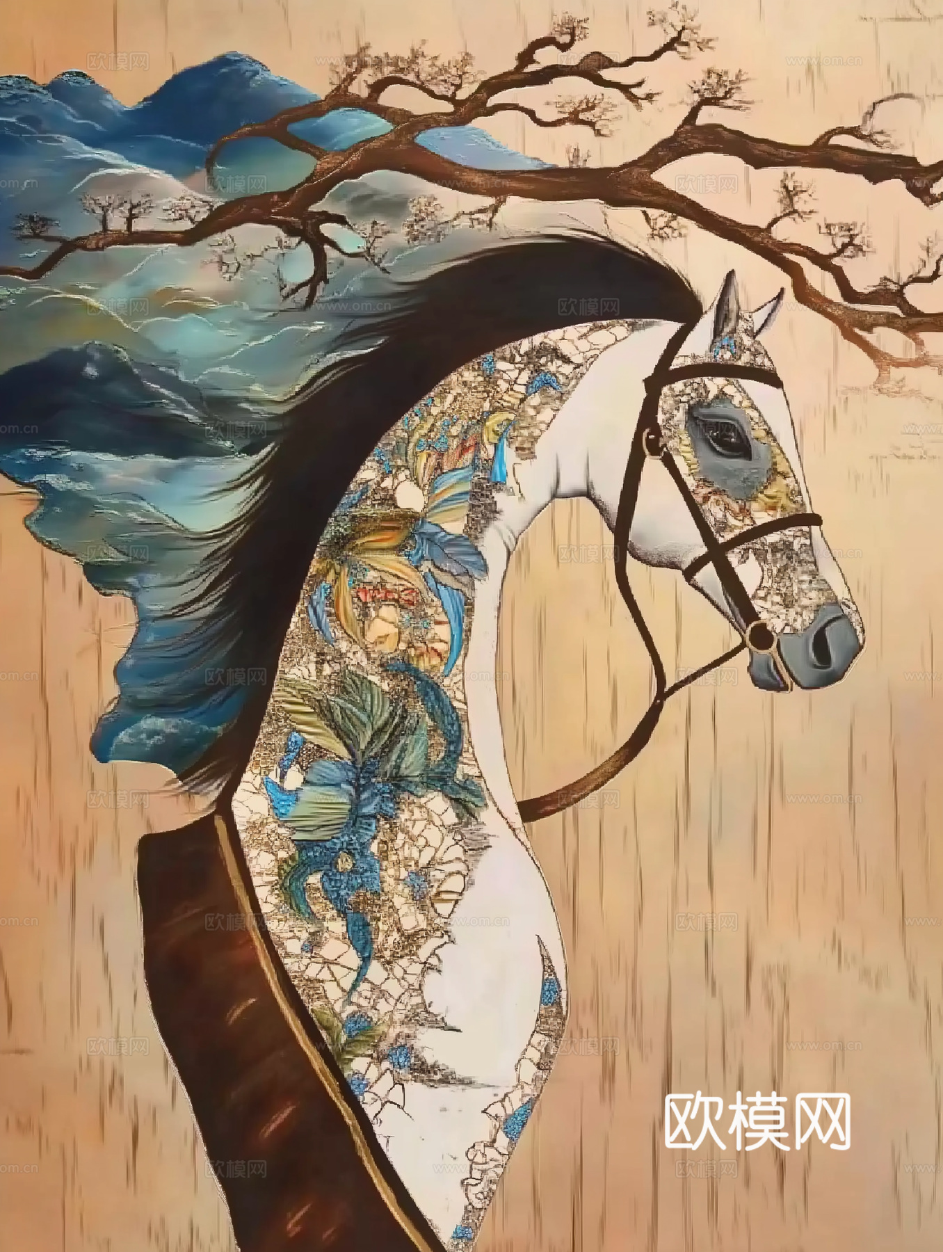高清马儿中古风挂画
