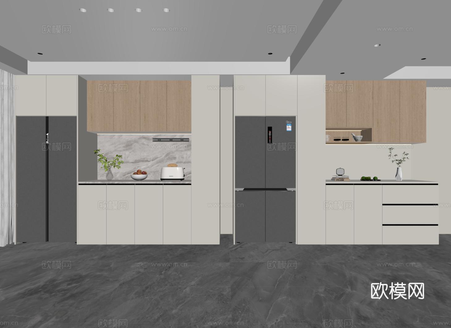 现代酒柜 冰箱酒柜 冰箱柜 餐边柜su模型