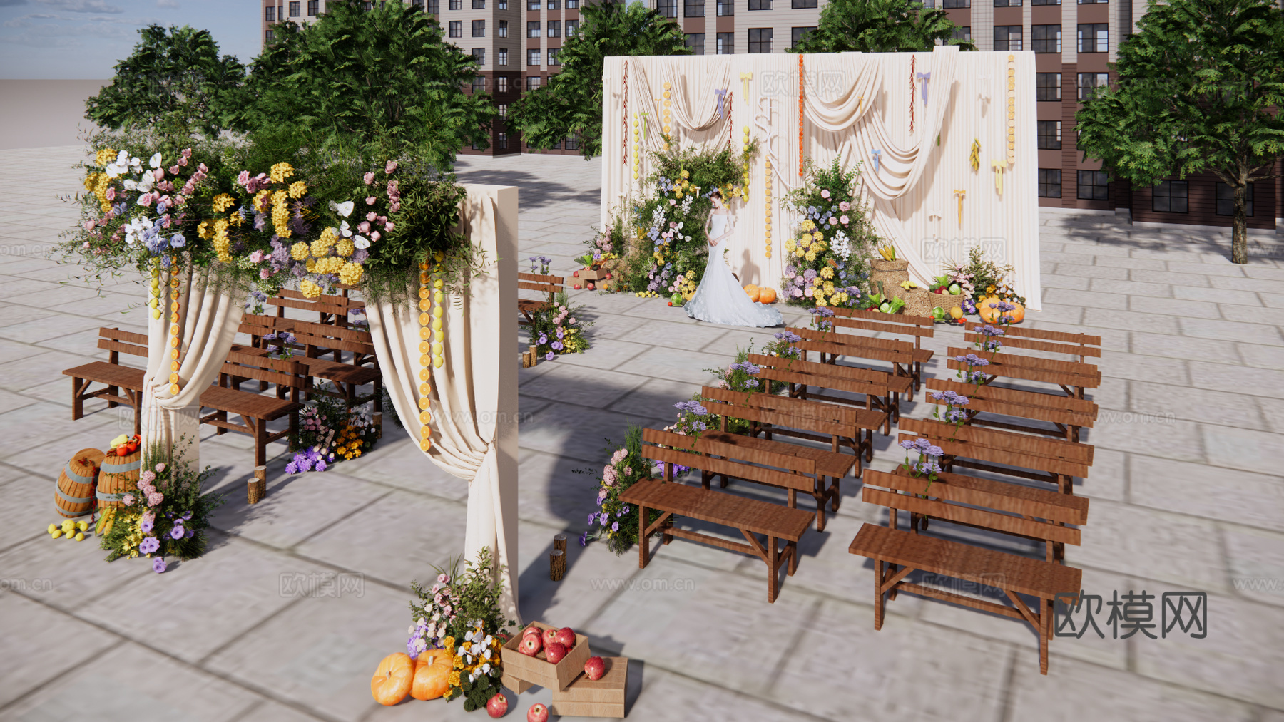 户外布幔婚礼美陈su模型