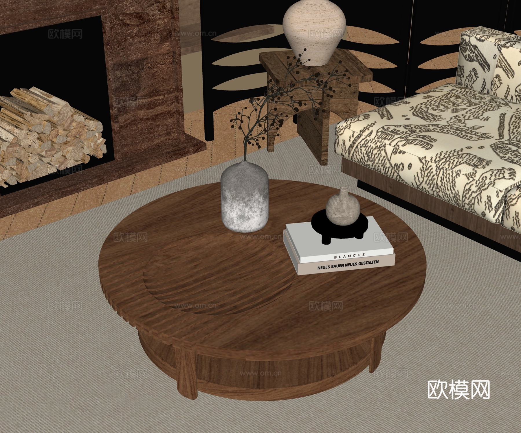 中古风茶几su模型