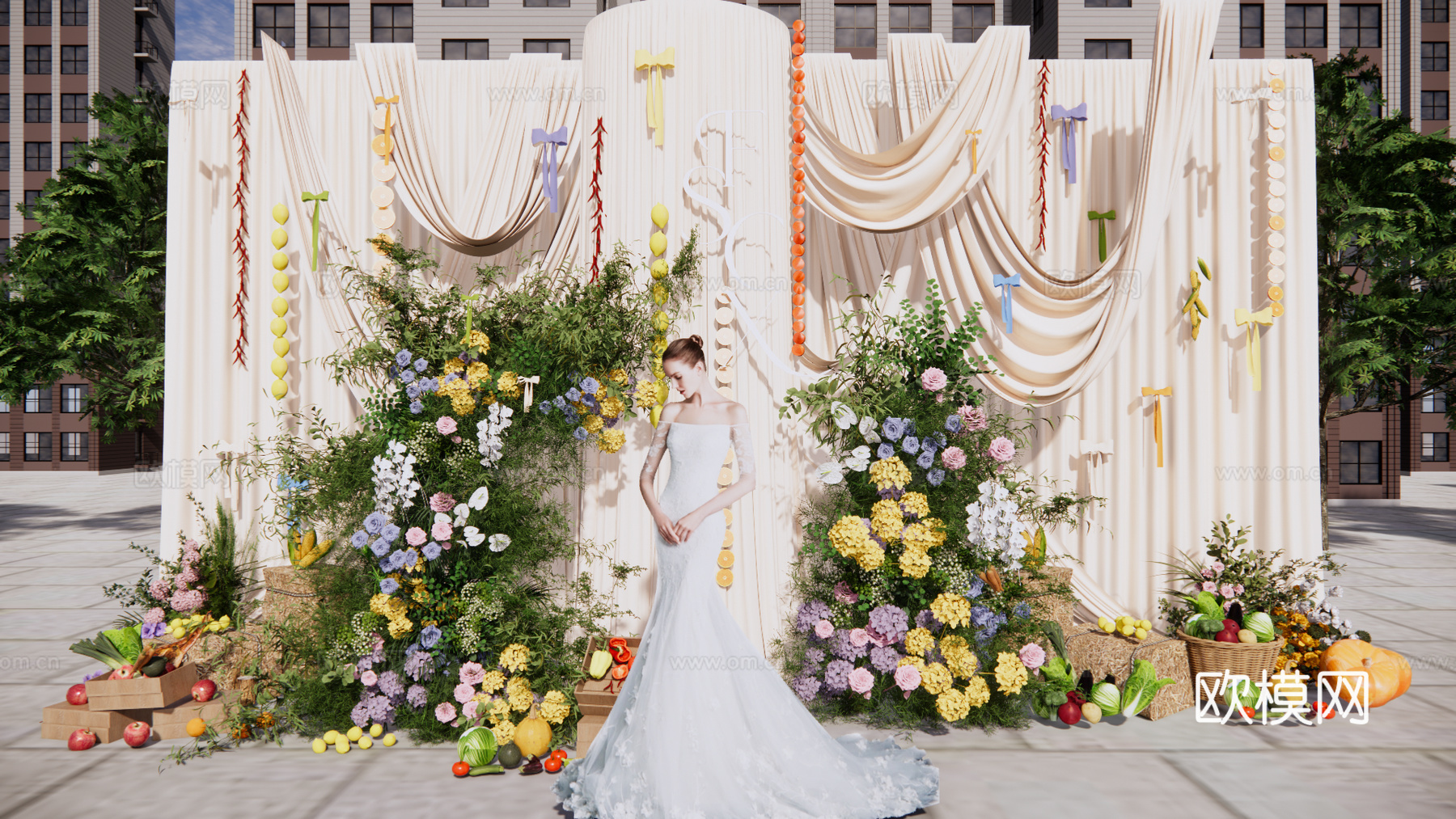 户外布幔婚礼美陈su模型