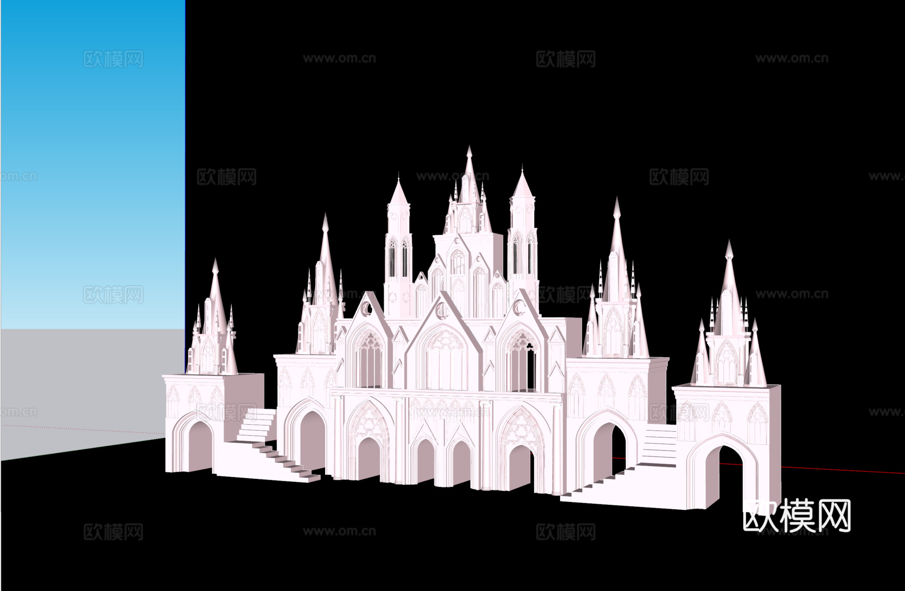 现代极简城堡舞台 su模型su模型