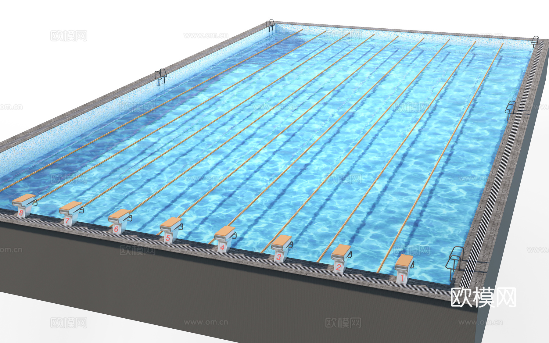 现代游泳池 游泳馆游泳池 游泳池跳台su模型