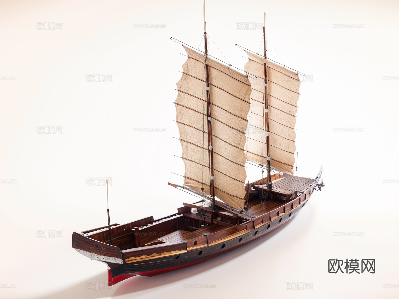 渔船木船su模型