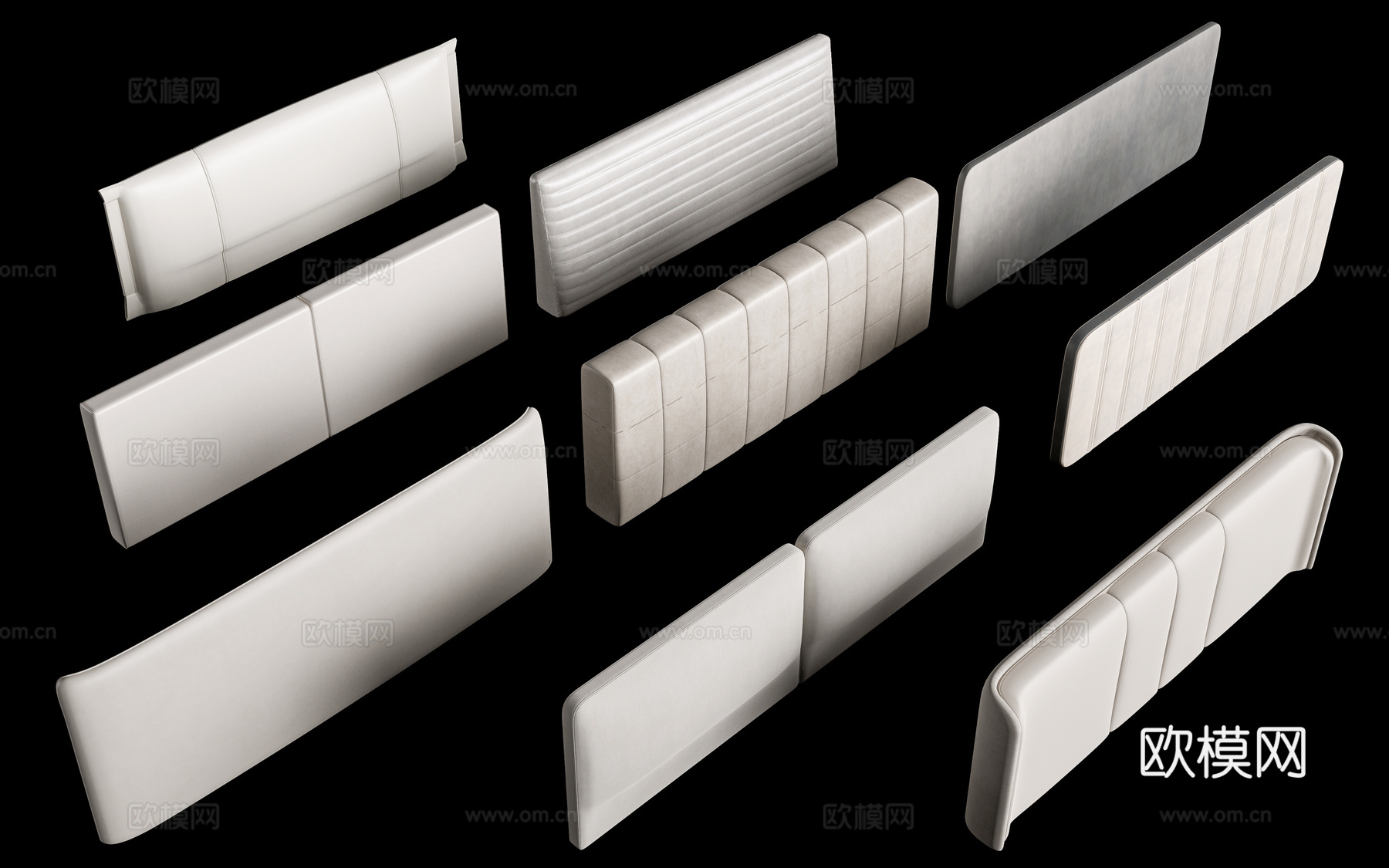 现代榻榻米软包 床头软包 墙面软包 靠背su模型