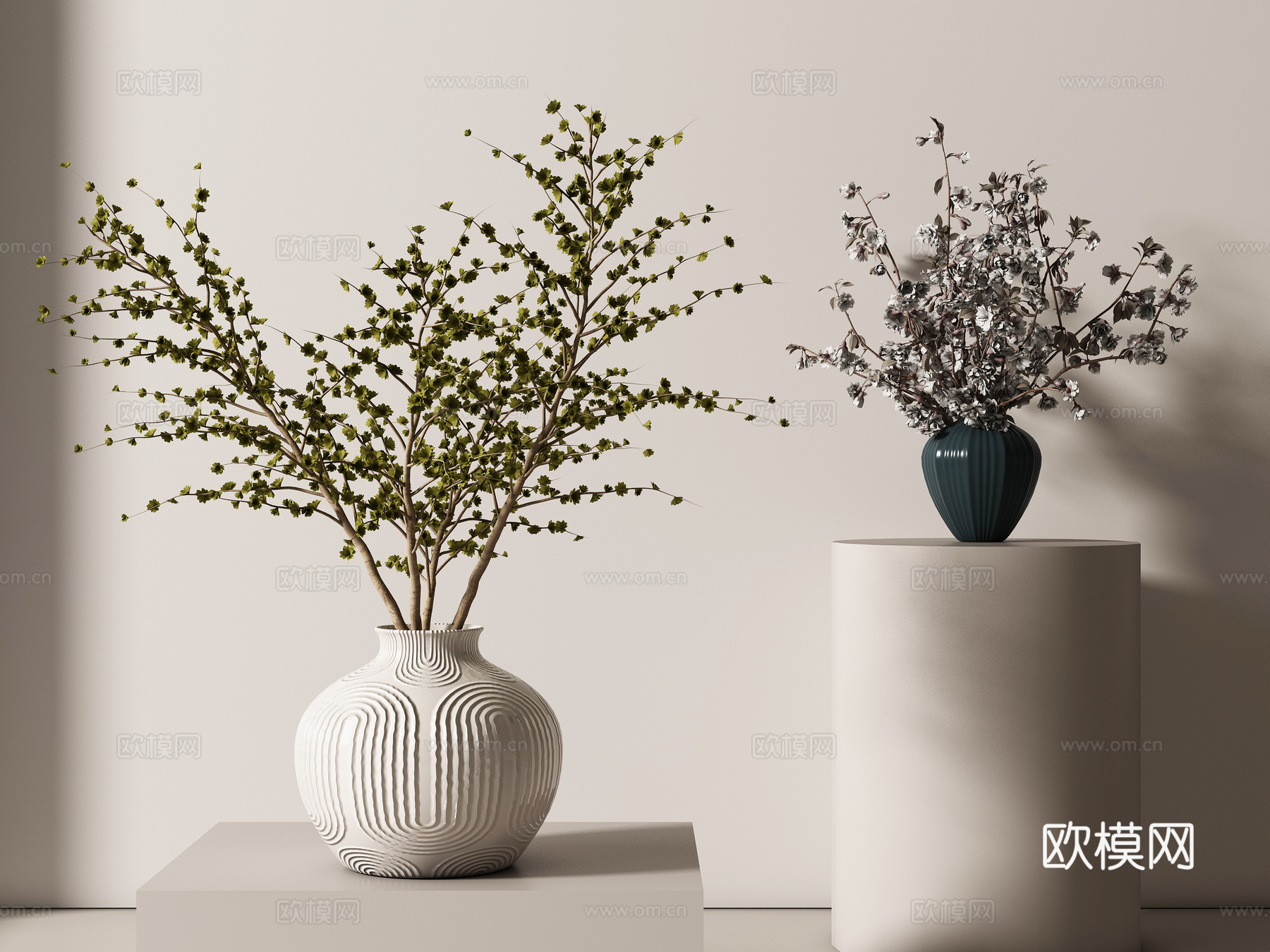 现代花卉摆件组合 花卉花艺 花瓶组合su模型