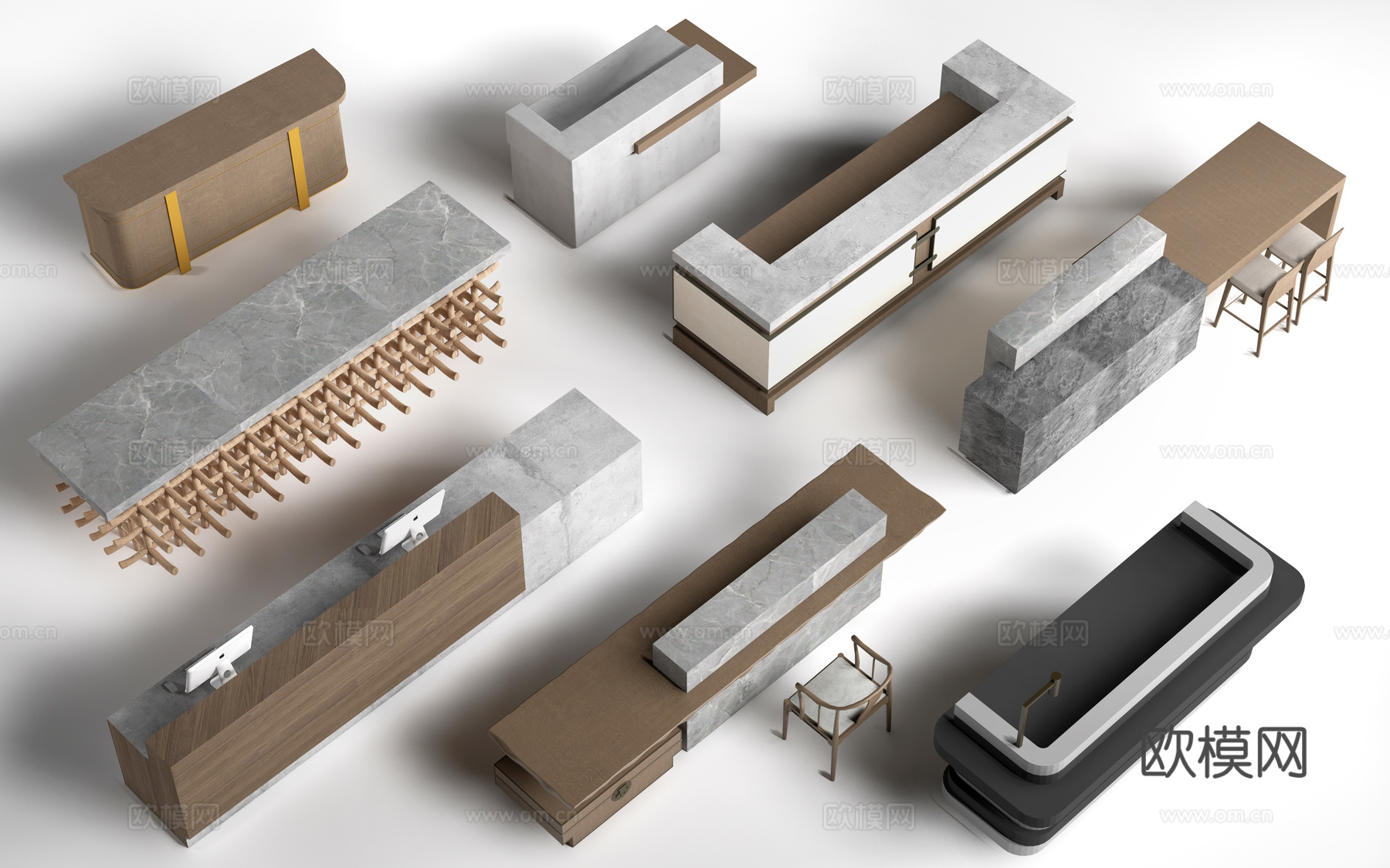 现代收银台 服务台 接待台su模型