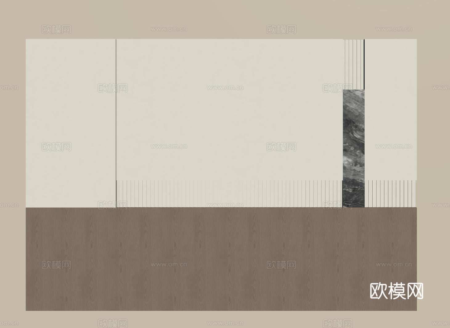 意式床头背景墙 现代卧室背景墙su模型