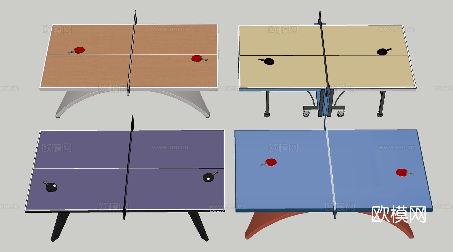 现代乒乓球桌 乒乓球台su模型