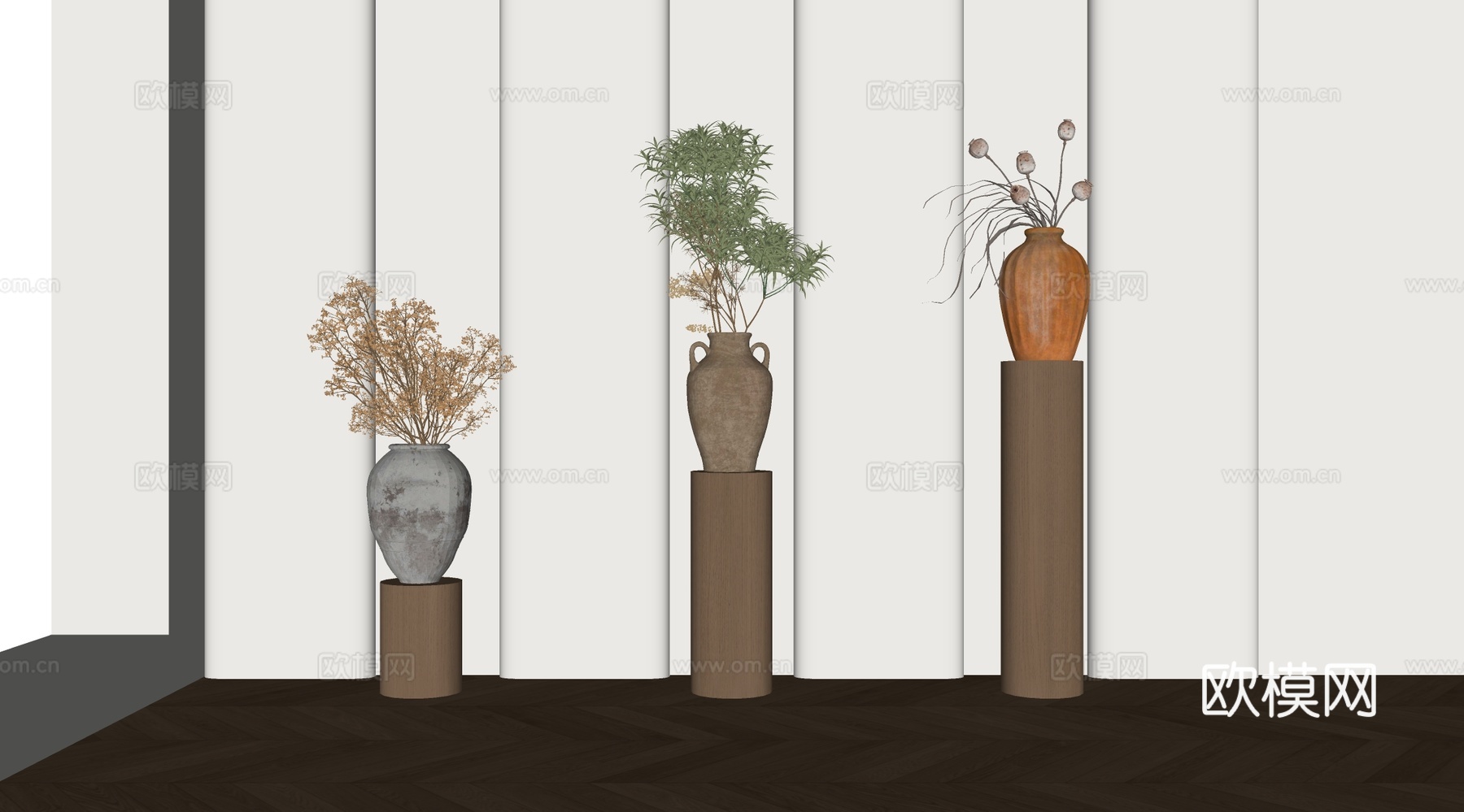 现代花卉摆件组合 花卉花艺 花瓶组合su模型