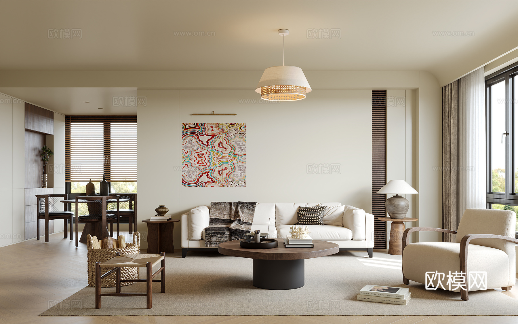 中古风客餐厅su模型