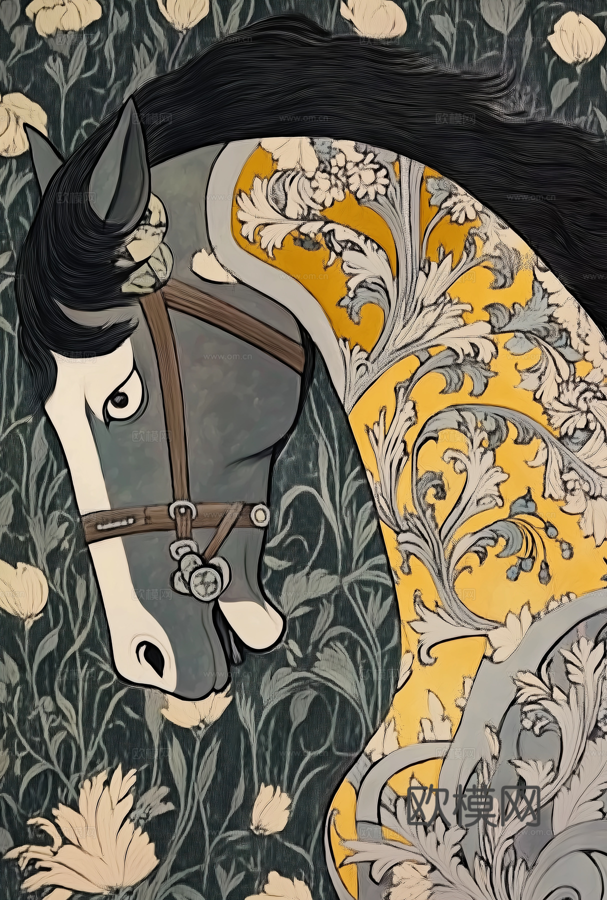 高清中古马儿挂画