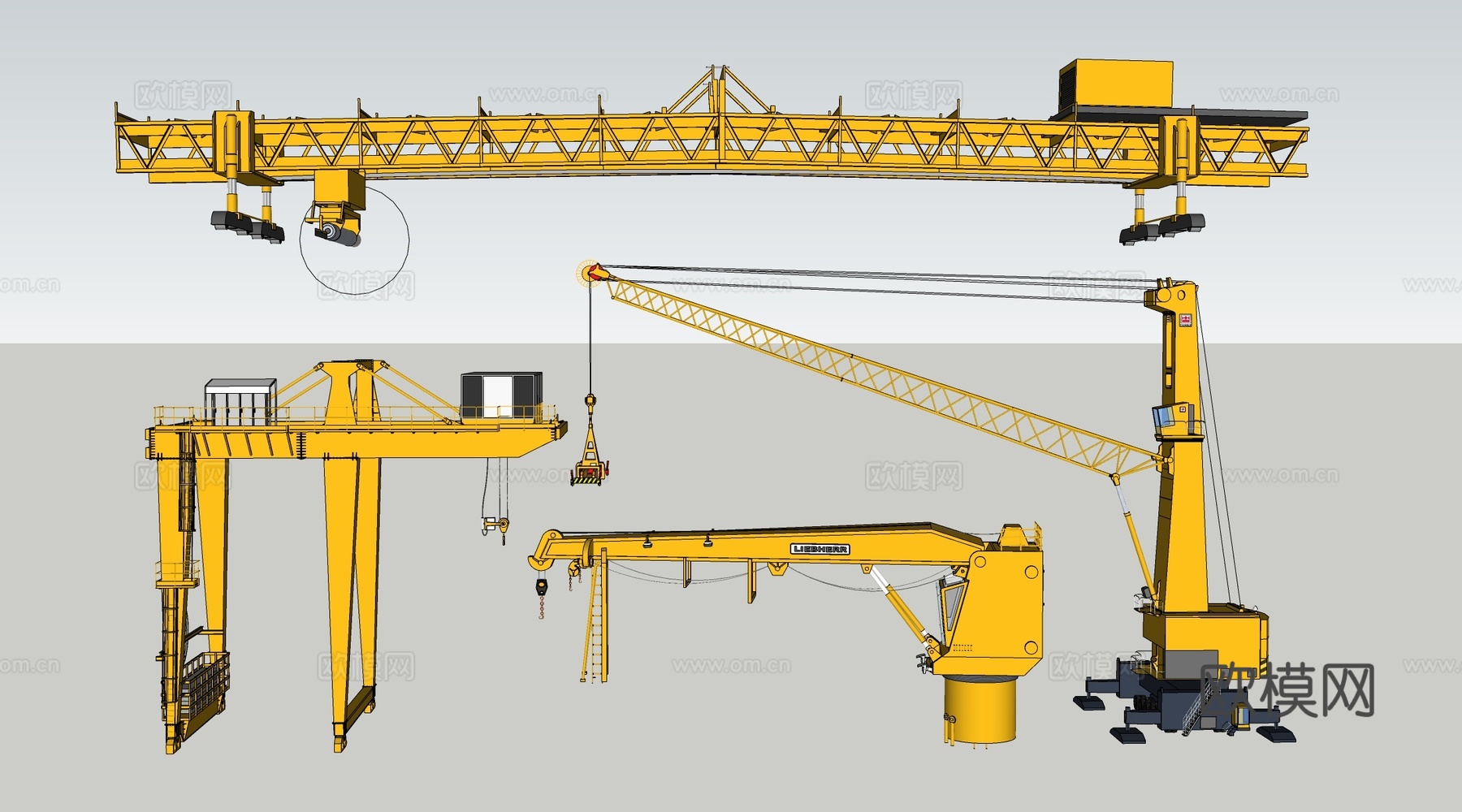 现代起重机 龙门吊 吊车 厂房行车su模型