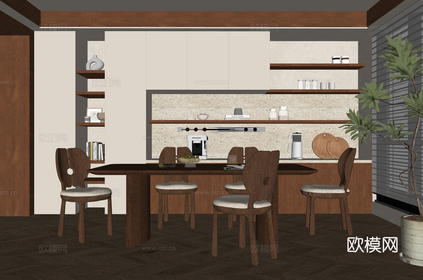 现代餐厅 餐桌椅 餐椅su模型