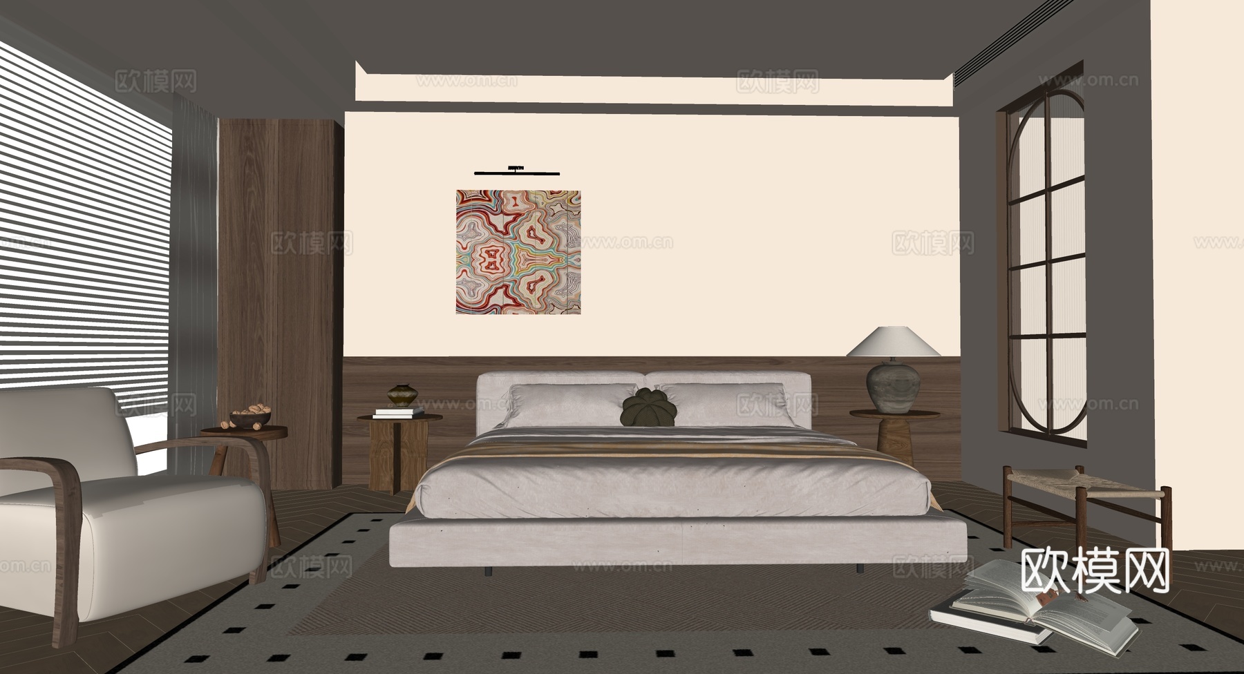 中古风卧室su模型