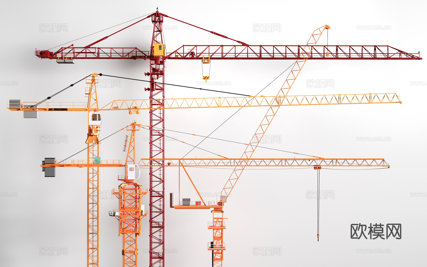 现代塔吊 起重机 工程机械su模型su模型