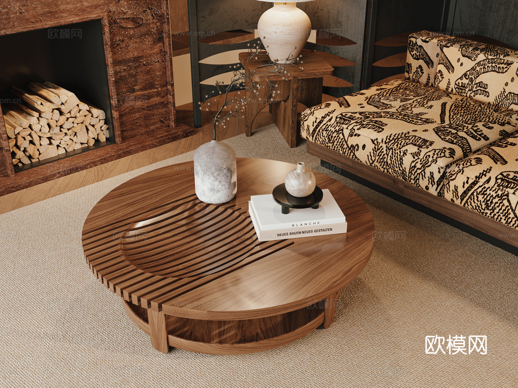 中古风茶几su模型