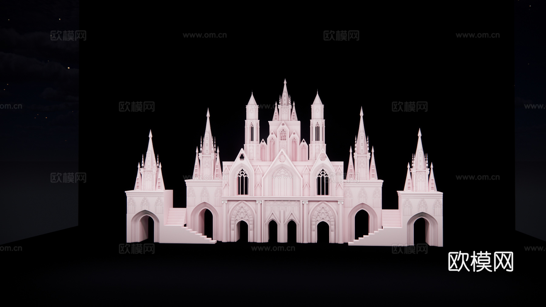 现代极简城堡舞台 su模型su模型