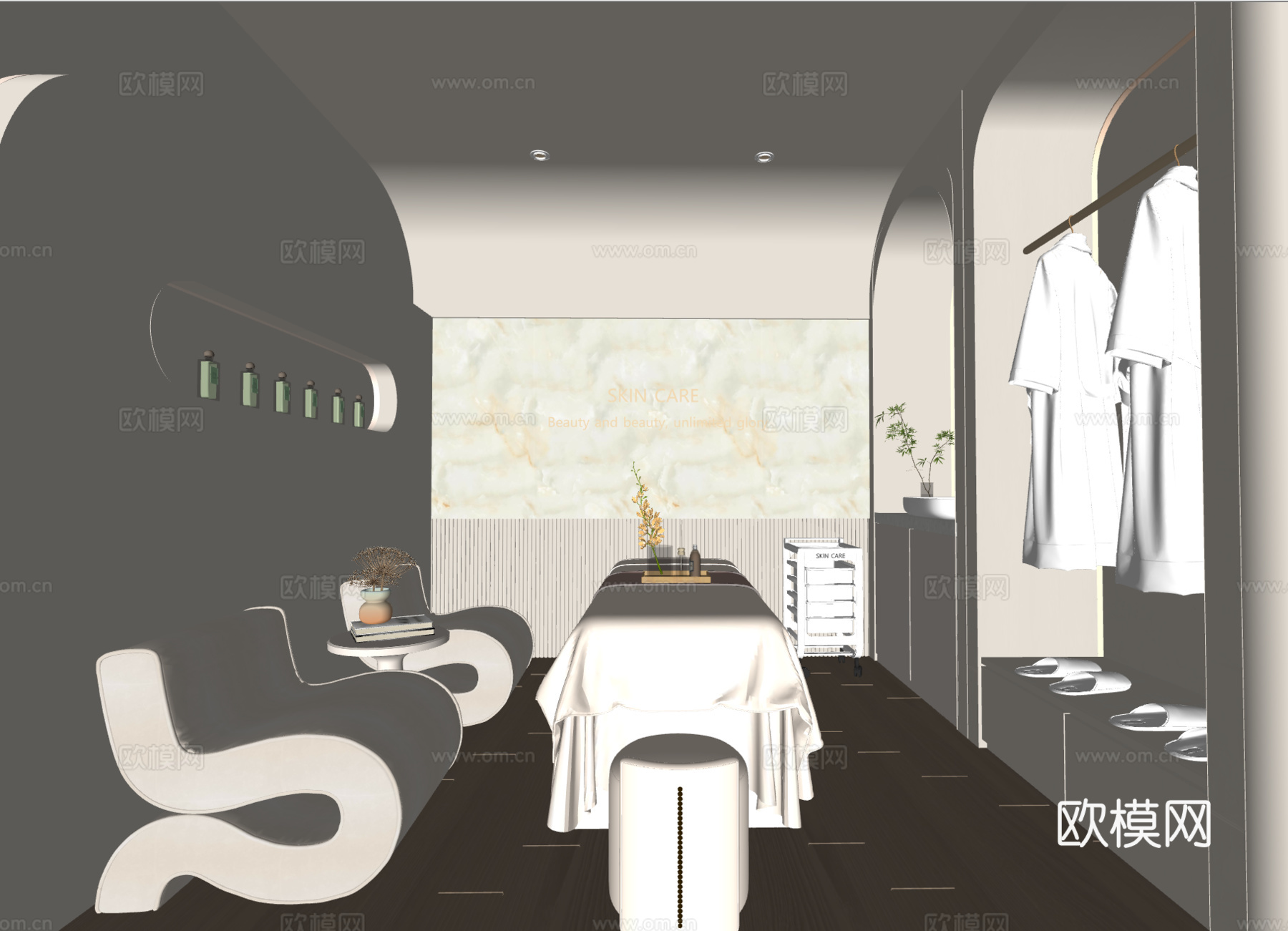 美容院包间 美容SPA 美容美甲店包间 美容院设计su模型