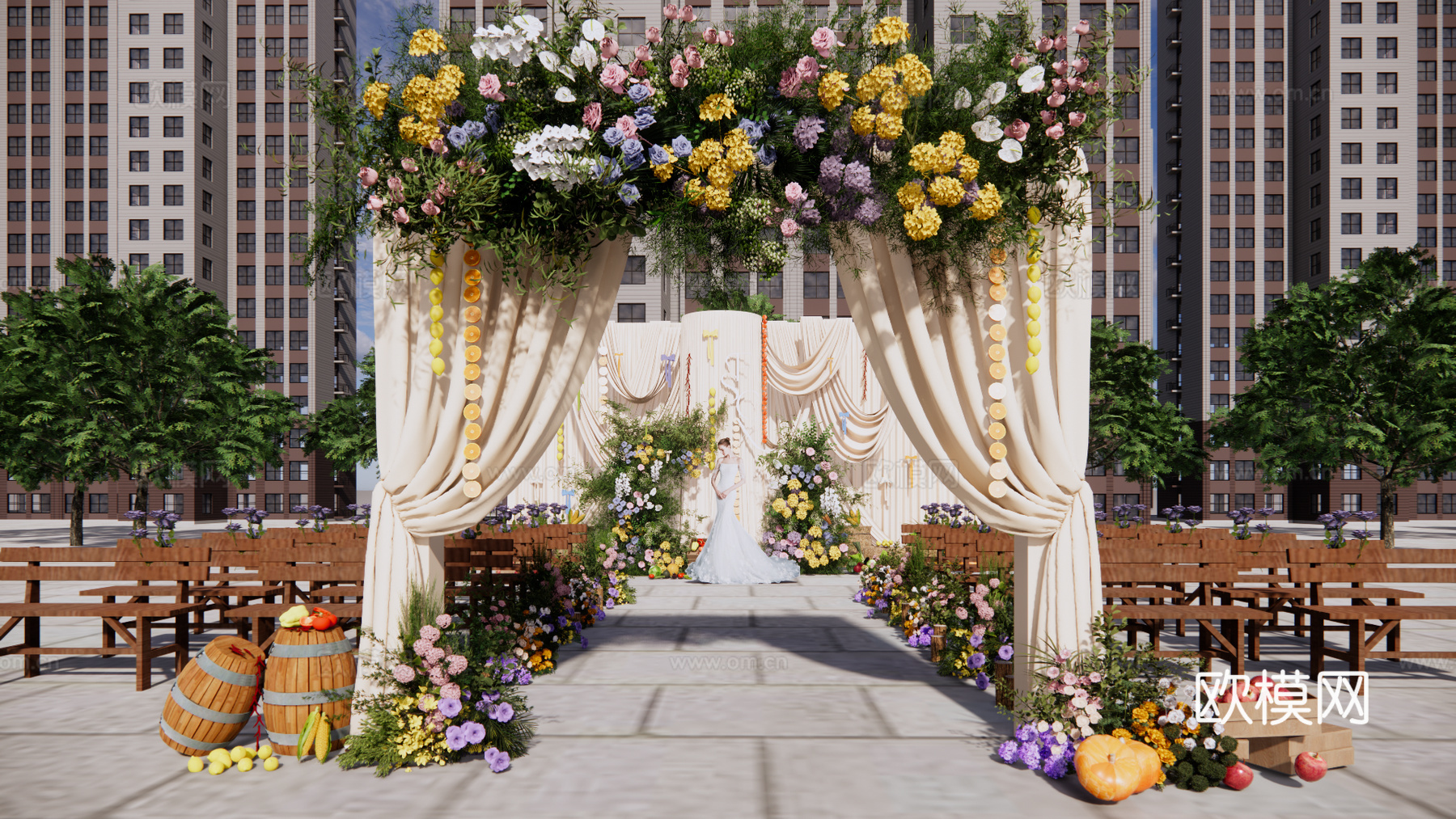 户外布幔婚礼美陈su模型