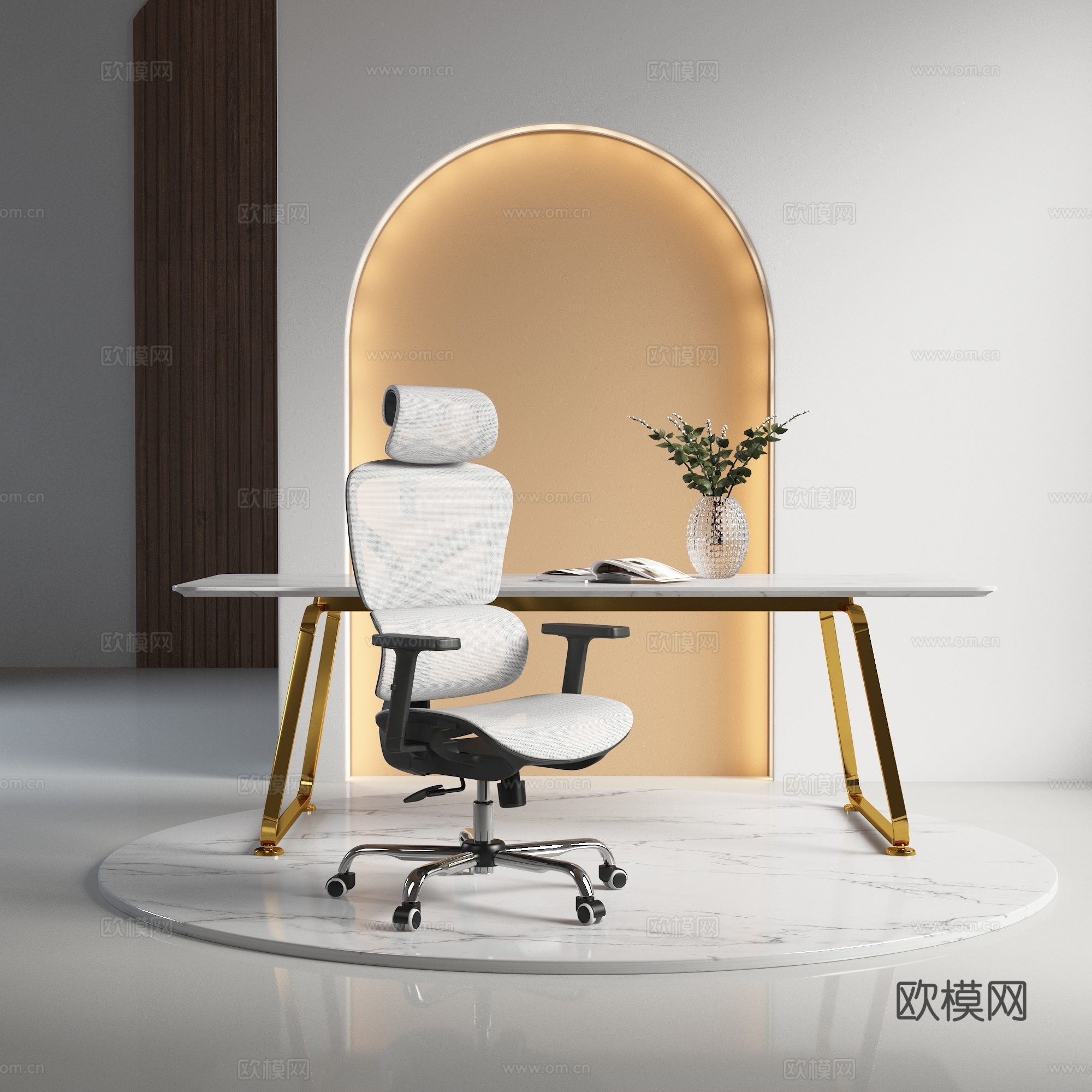 网椅，现代书桌，高端书桌3d模型