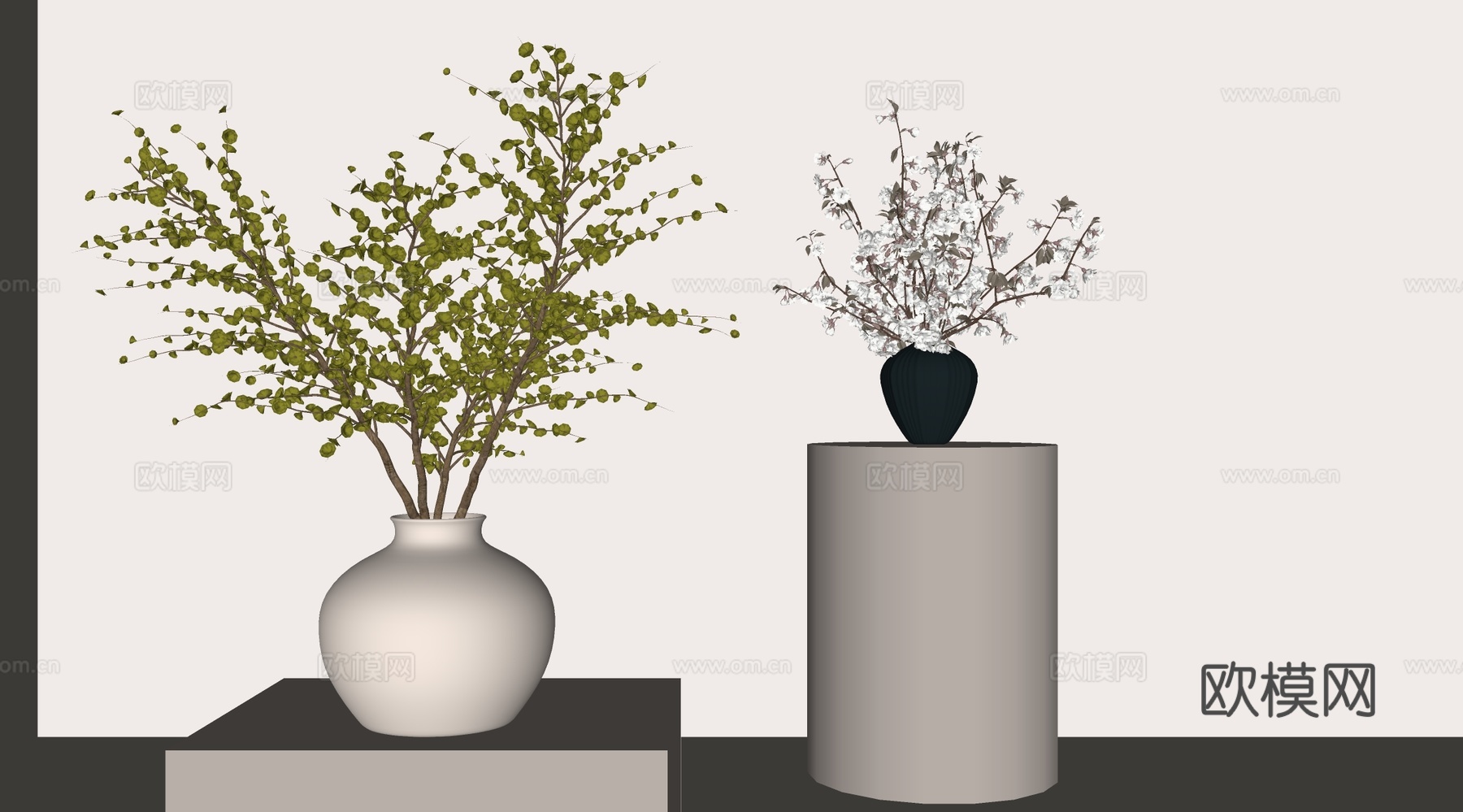 现代花卉摆件组合 花卉花艺 花瓶组合su模型