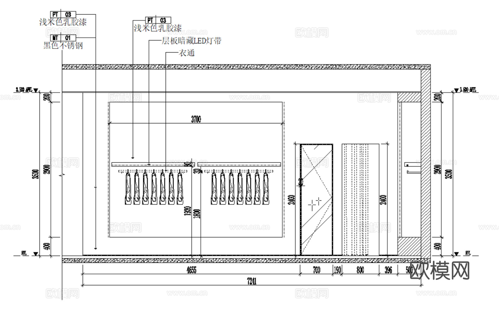 服装店男装店女装店服装专卖店CAD施工图cad施工图下载（渲染图6）