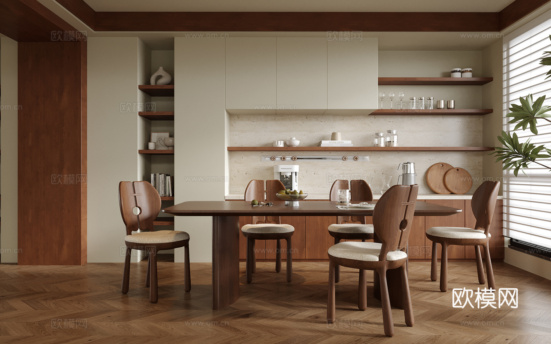 现代餐厅 餐桌椅 餐椅su模型