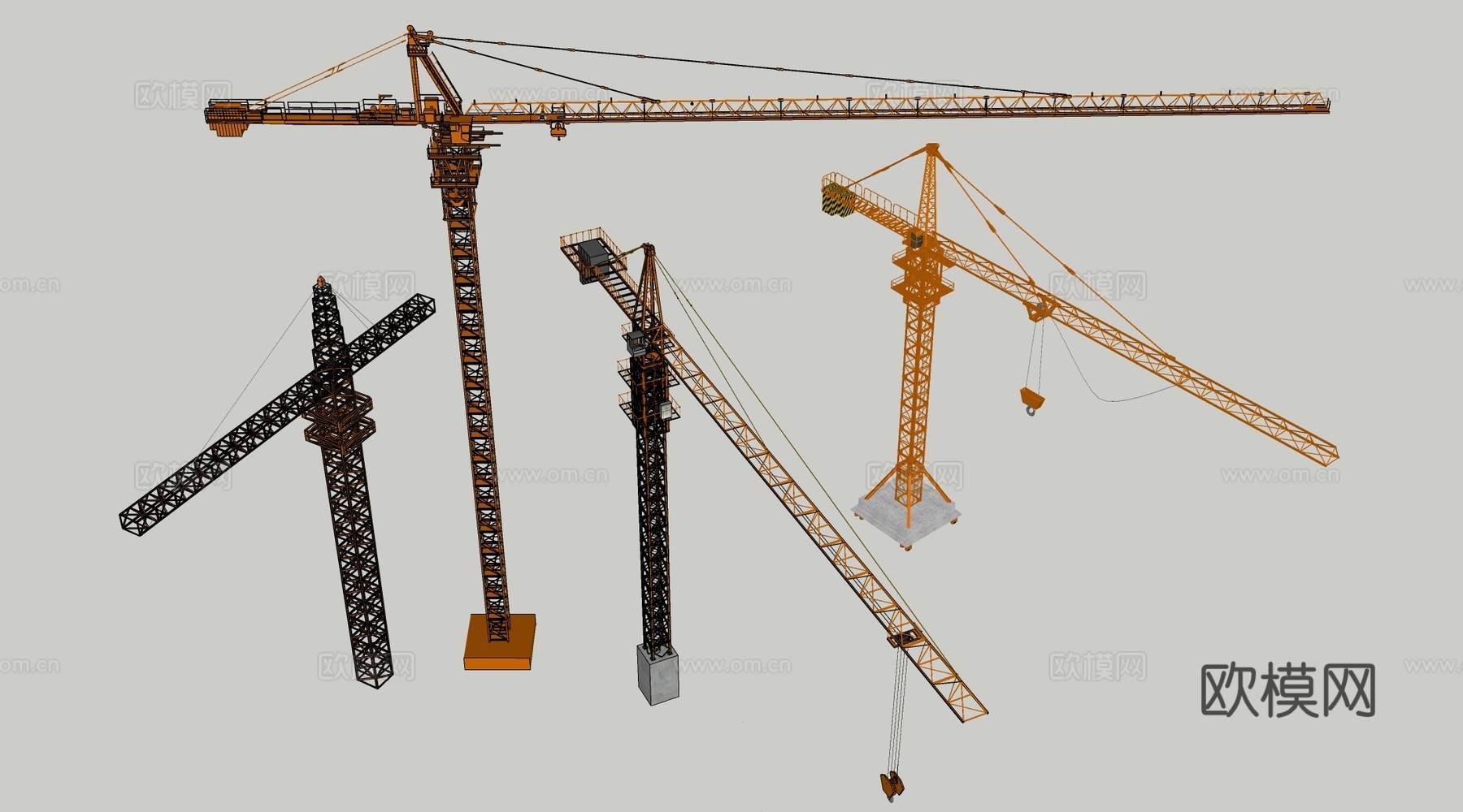 现代塔吊 起重机 工程机械su模型