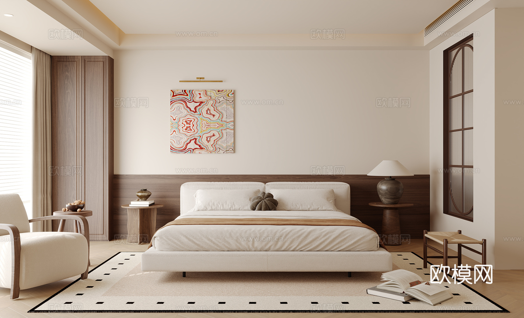 中古风卧室su模型