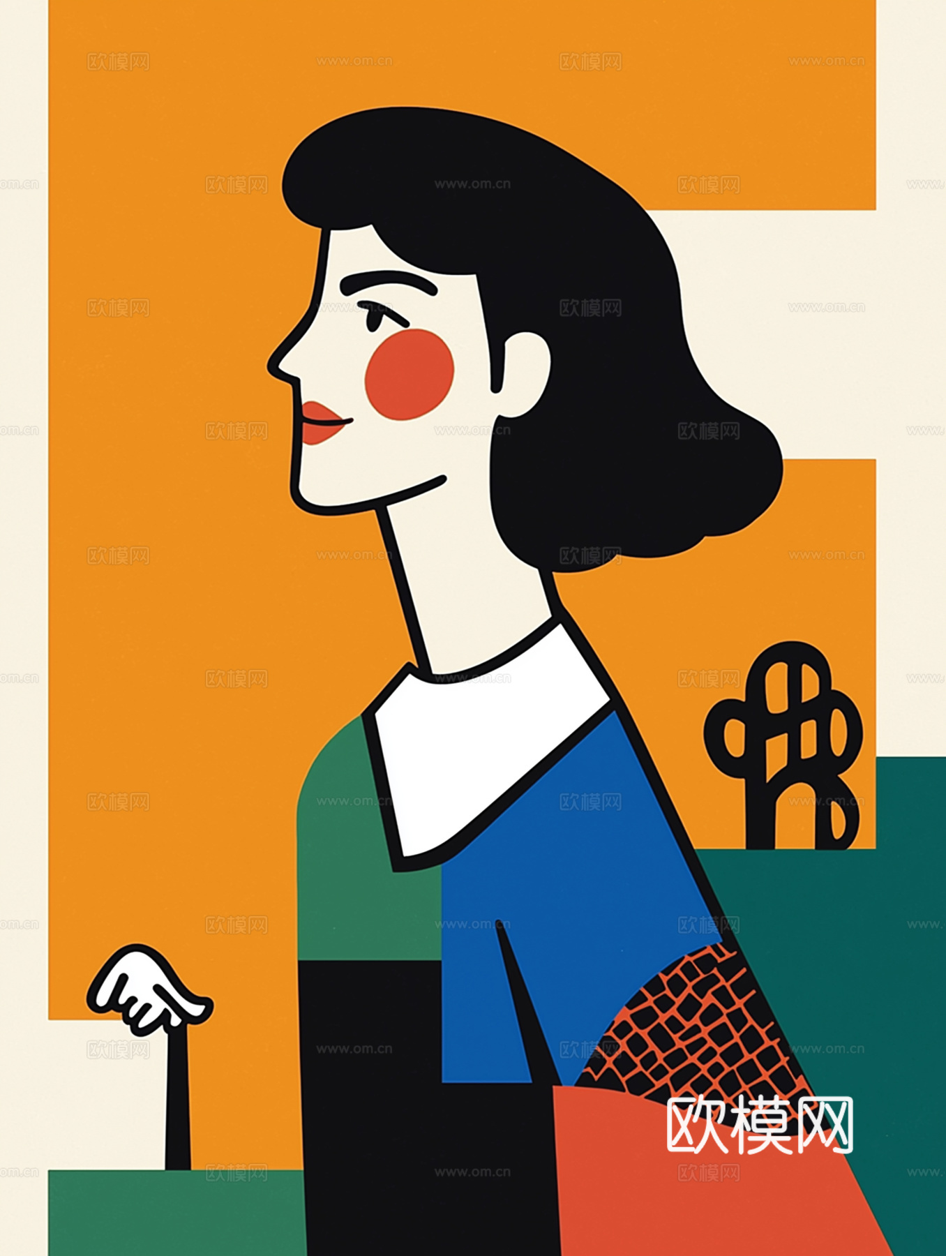 高清现代人物抽象油画