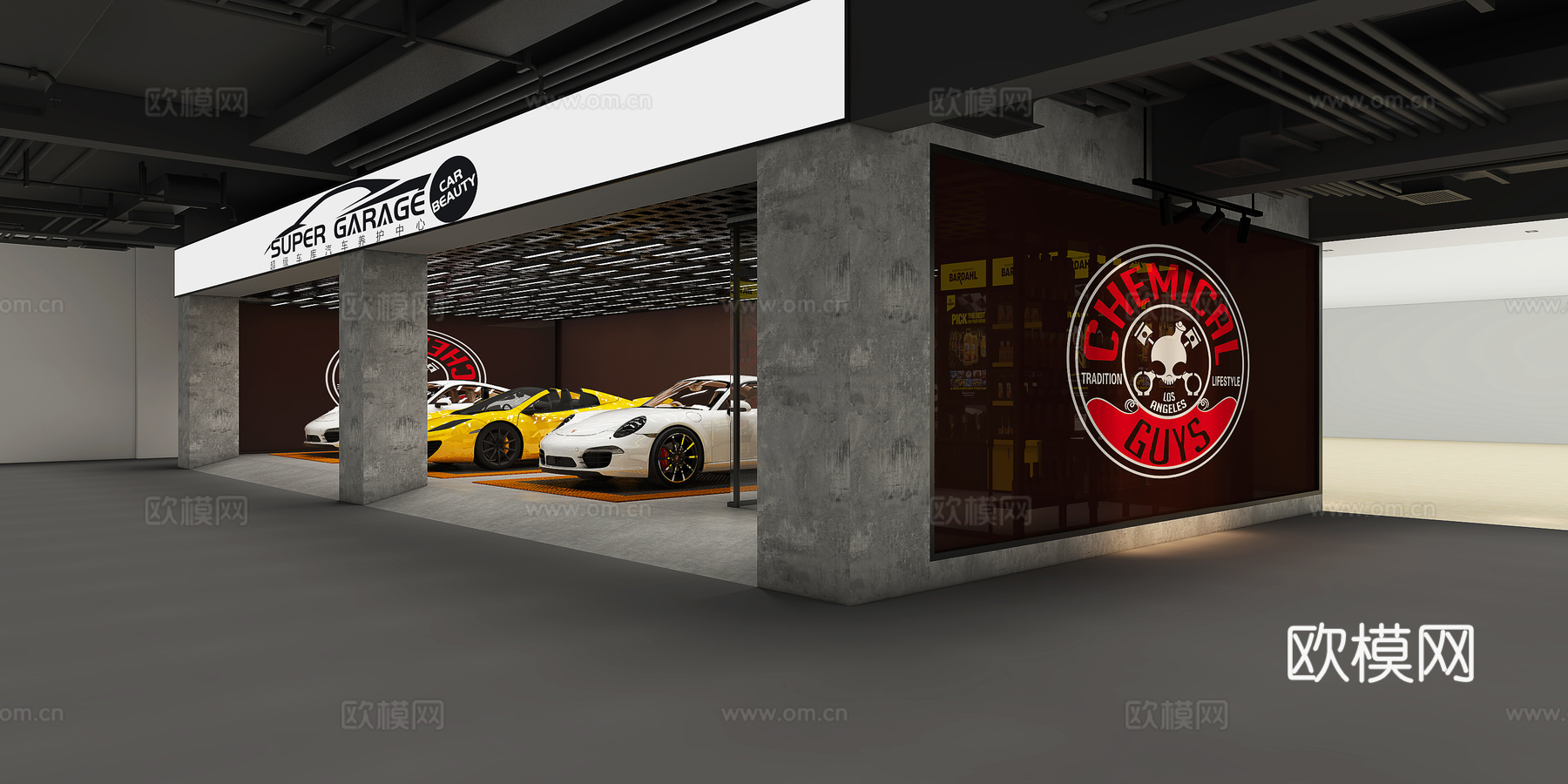 汽修店 汽车美容 最新全套CAD 施工图 效果图合集cad施工图