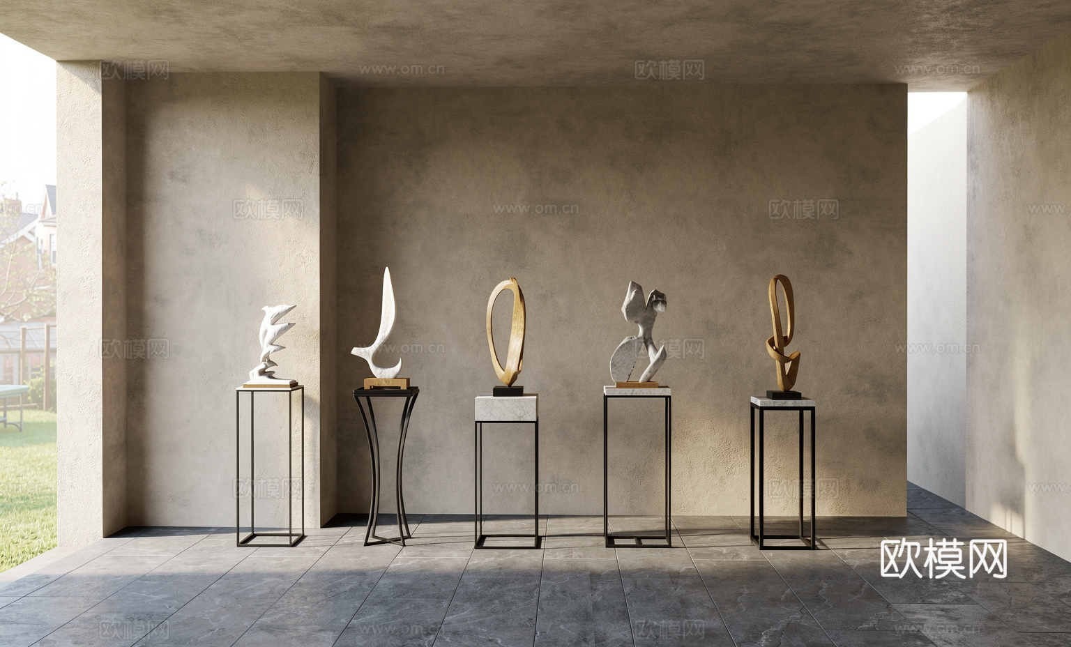 现代  新中式雕塑摆件su模型