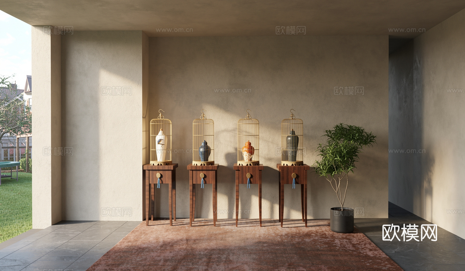 现代  新中式雕塑摆件su模型