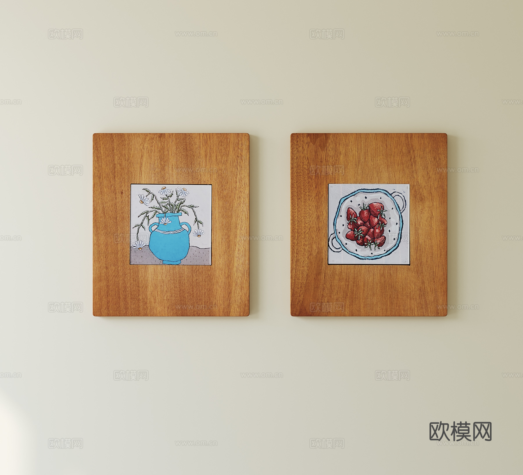 现代中古挂画组合su模型