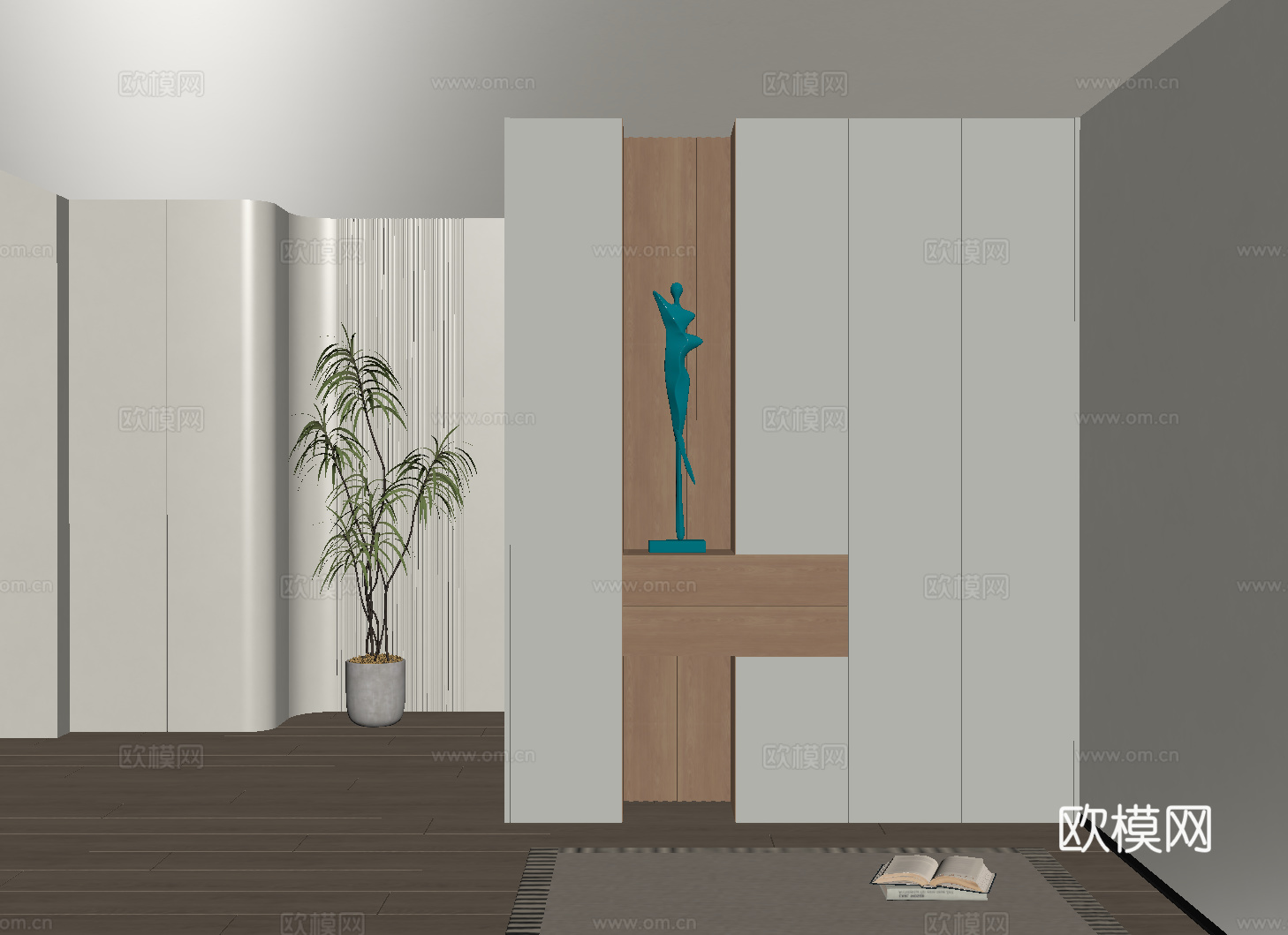 现代入户玄关鞋柜 隔断柜 玄关柜su模型