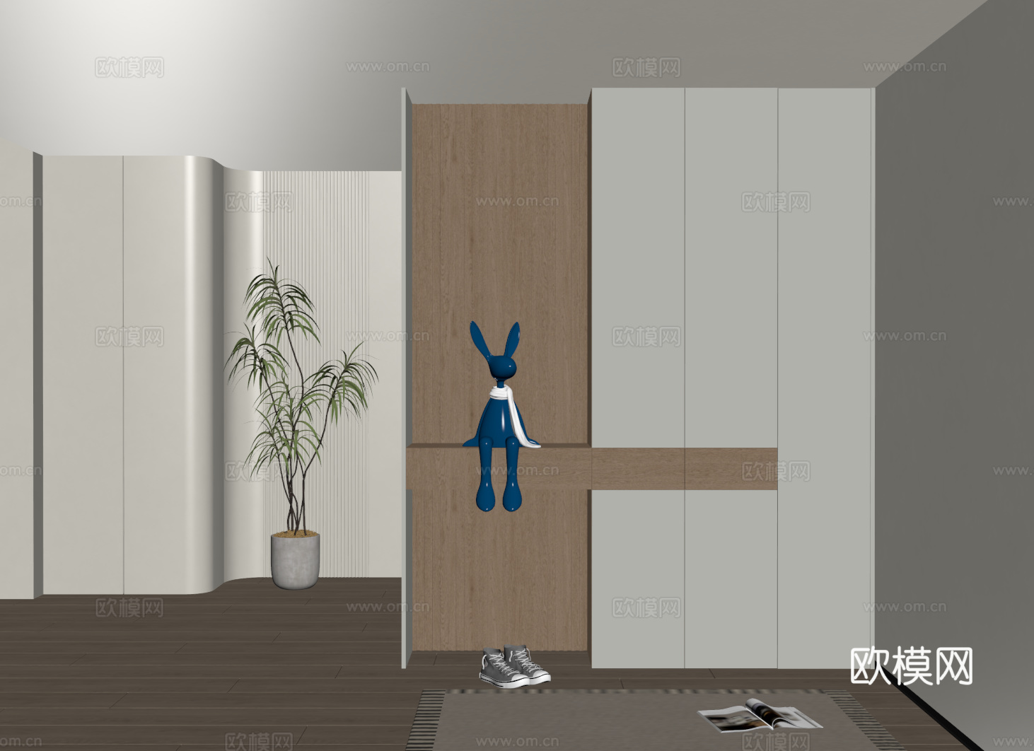 现代入户玄关鞋柜 隔断柜 玄关柜su模型