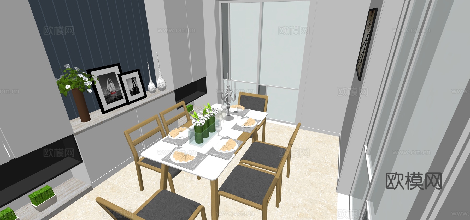 现代餐厅su模型