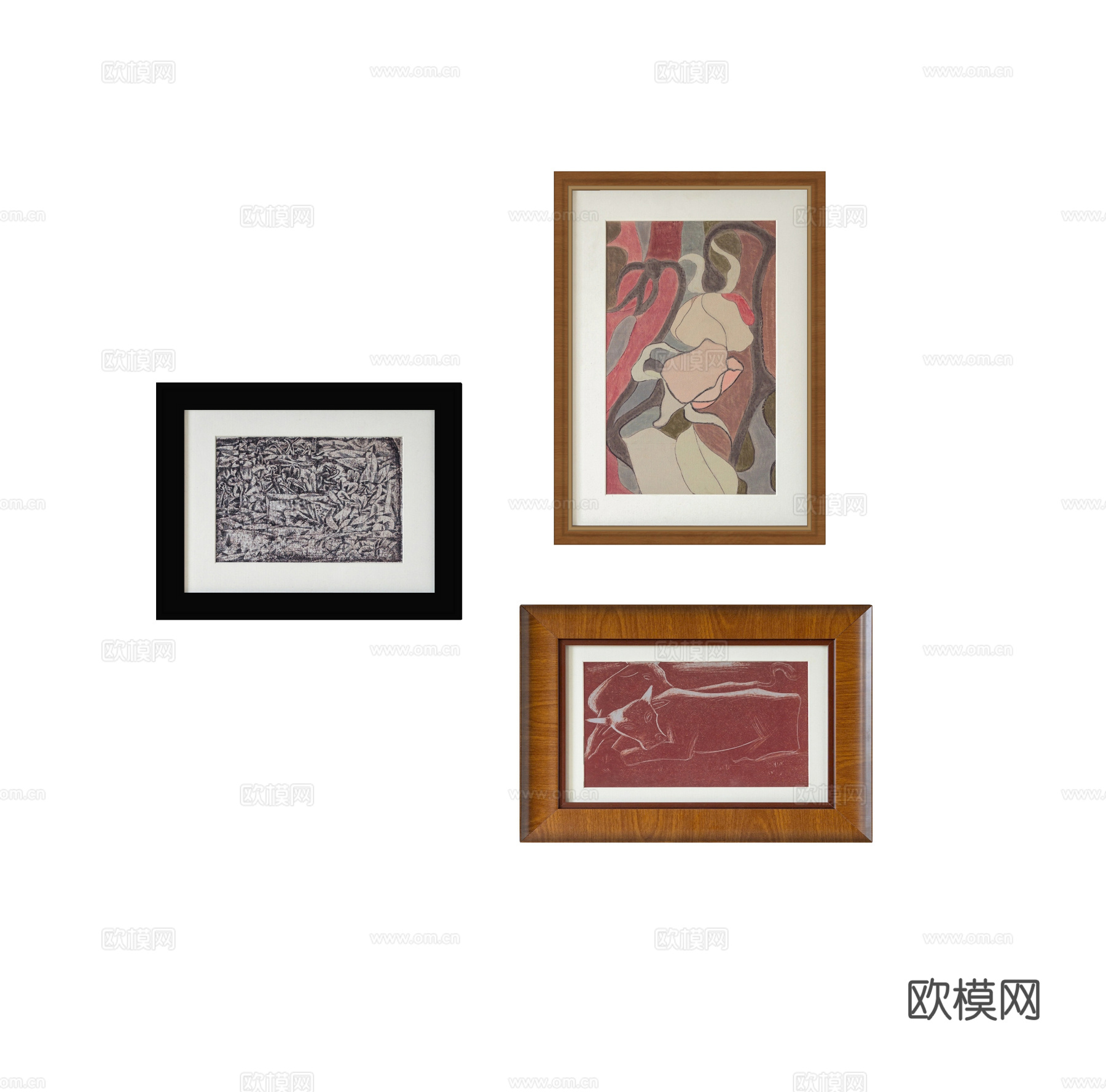 法式中古挂画组合su模型