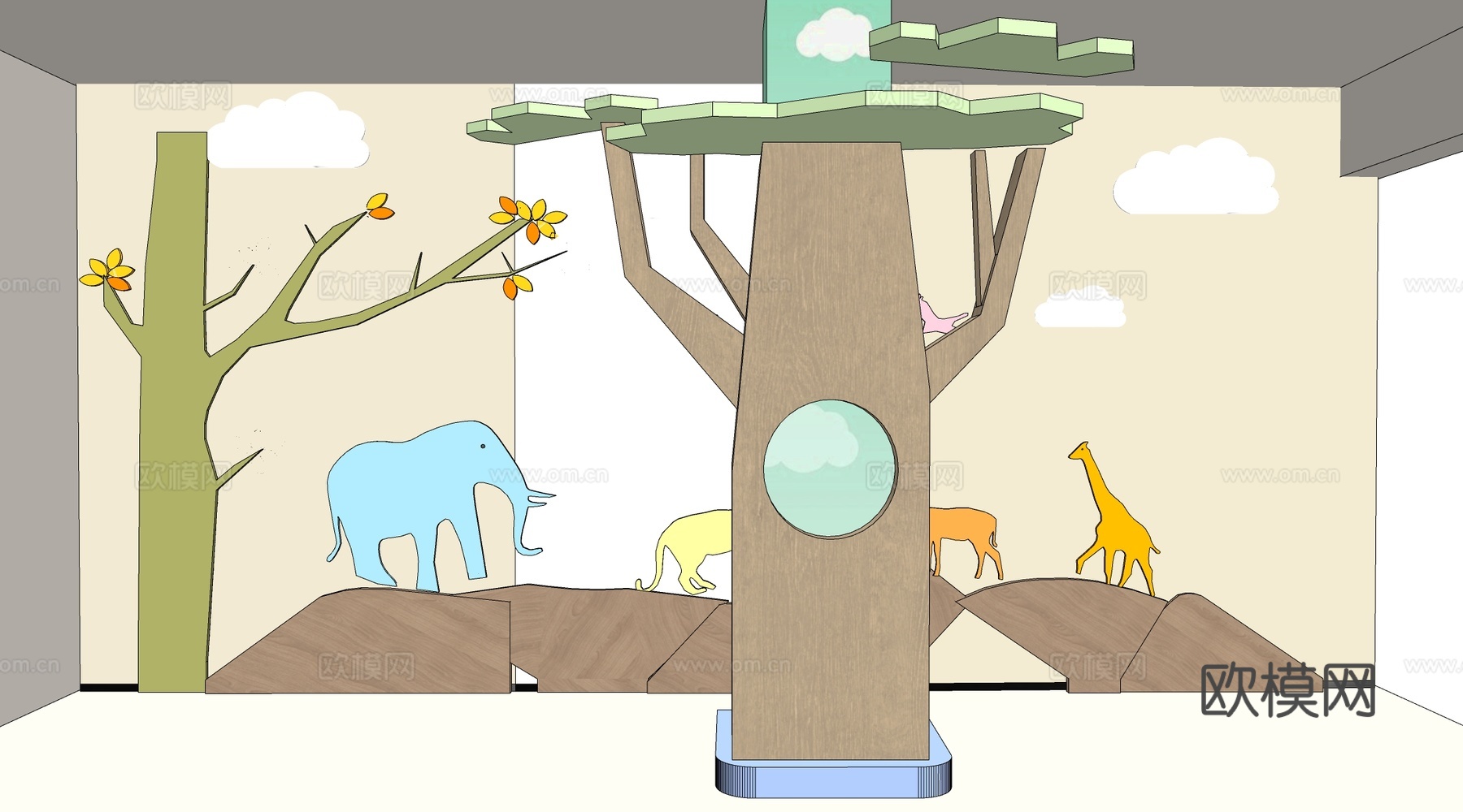 现代柱子装饰 包柱 树形装饰柱su模型