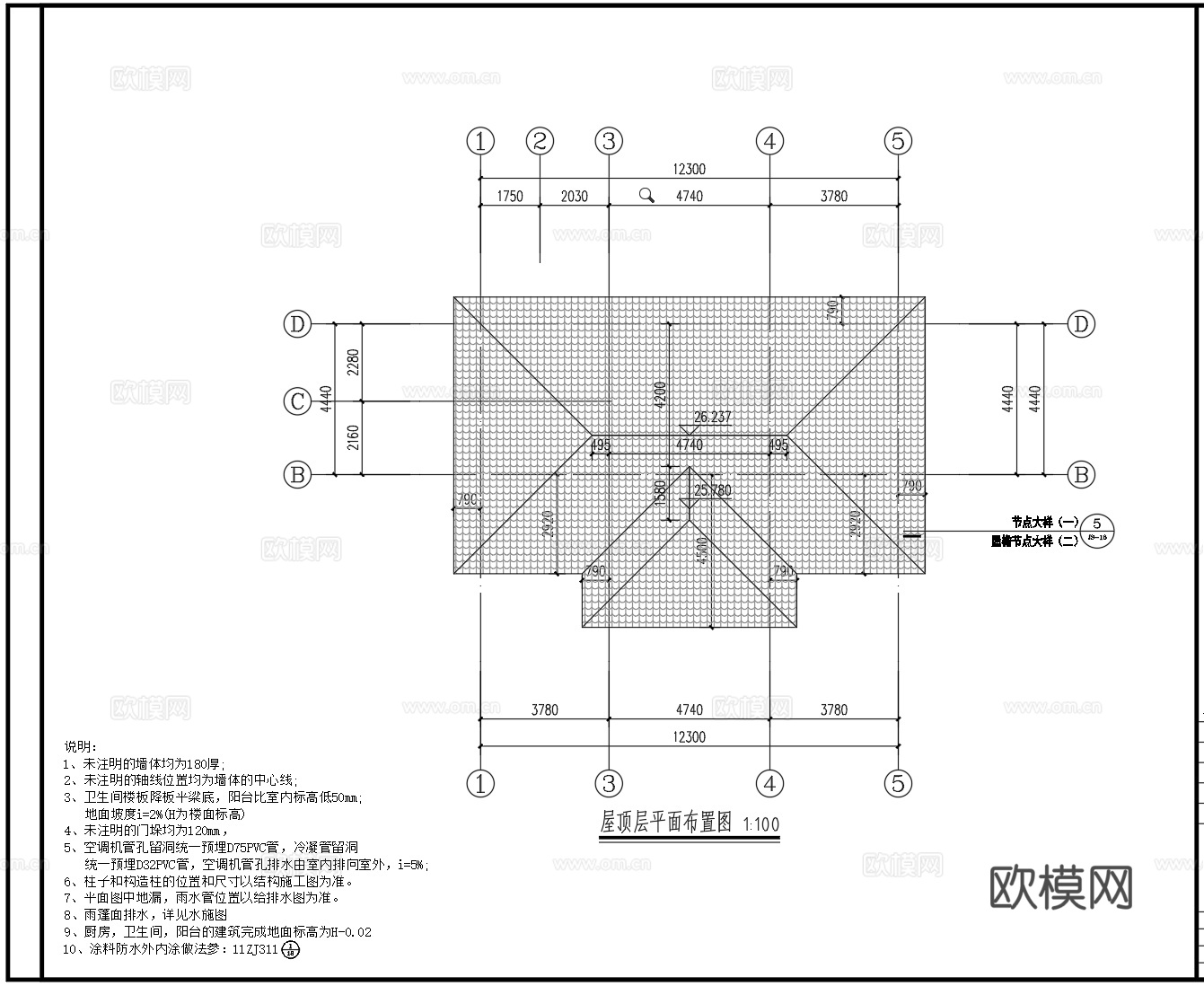 欧式别墅CAD施工图+模型+效果图cad施工图