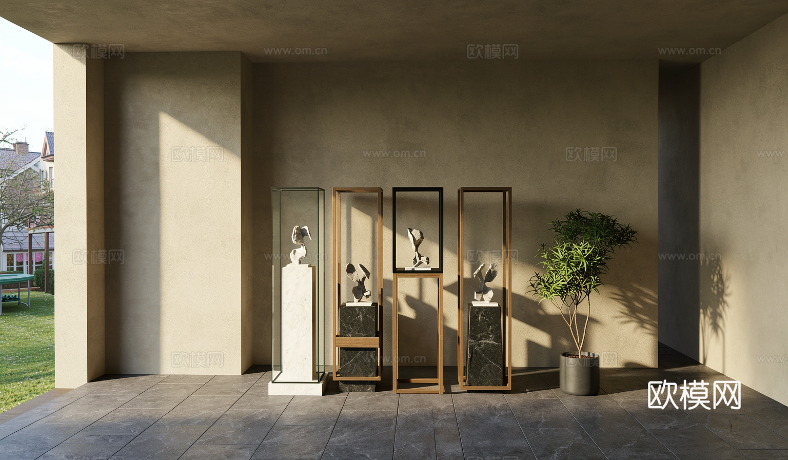 现代  新中式雕塑摆件su模型