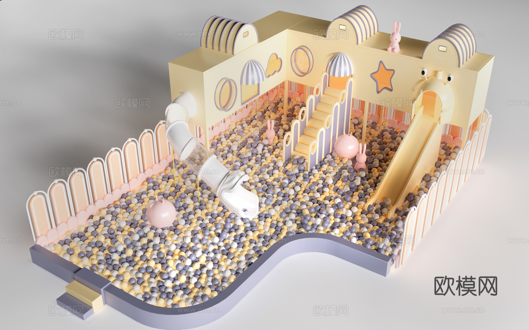 现儿童充气城堡 淘气堡 儿童游乐设施su模型