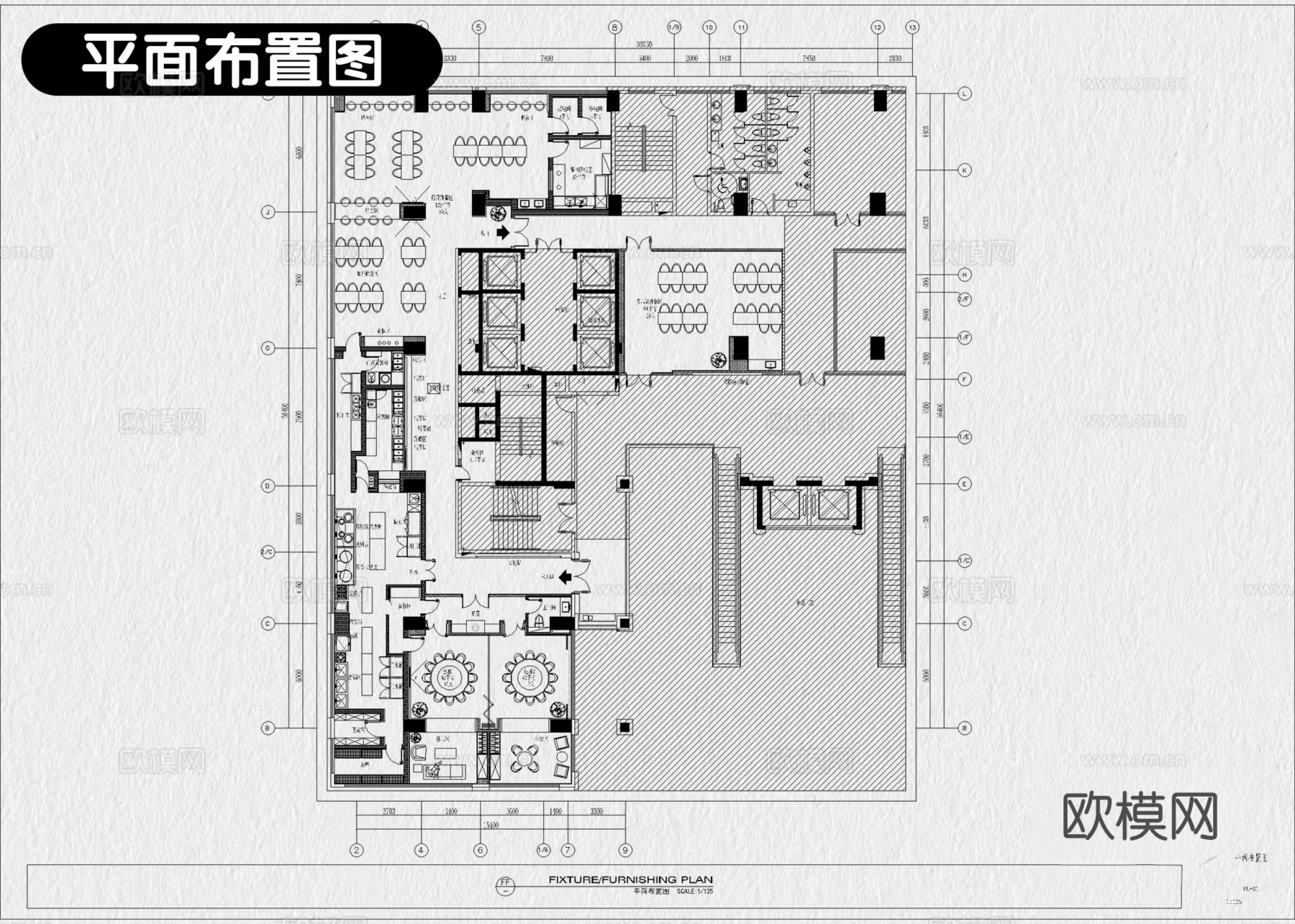 8套食堂 员工食堂 大学食堂 员工餐厅 学校食堂 学校餐厅cad施工图下载（渲染图7）
