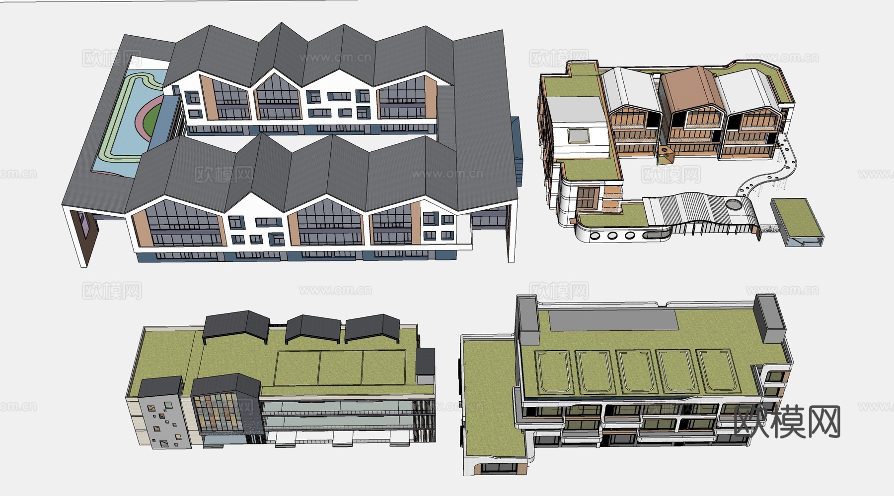 现代幼儿园建筑su模型