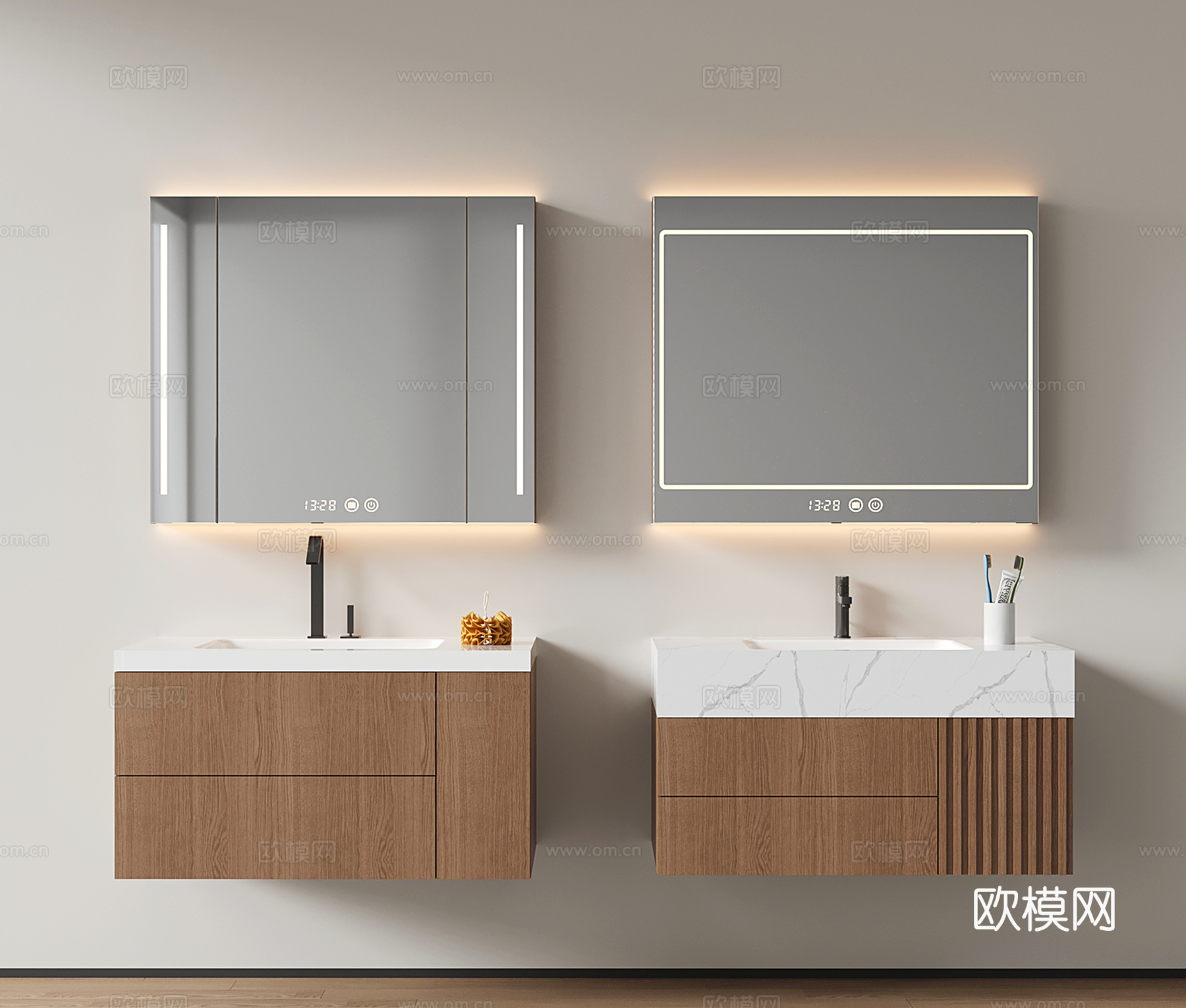 现代悬空浴室柜 洗手台 卫浴柜 洗手池su模型